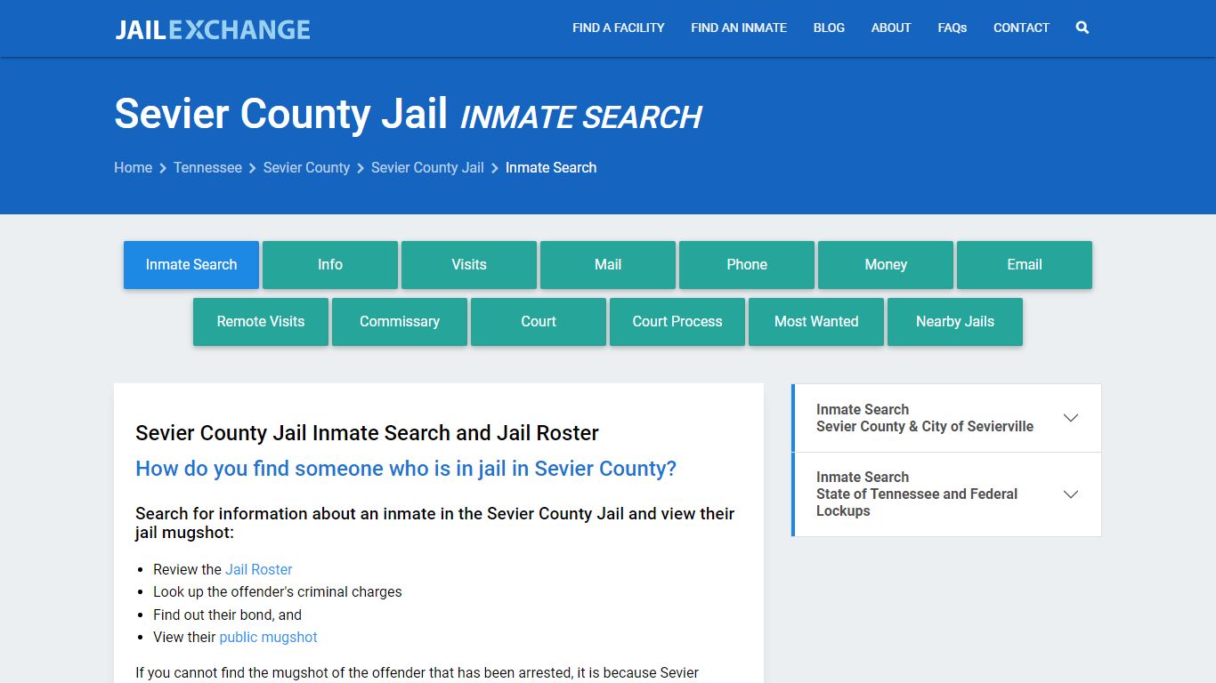 Inmate Search: Roster & Mugshots - Sevier County Jail, TN - Jail Exchange